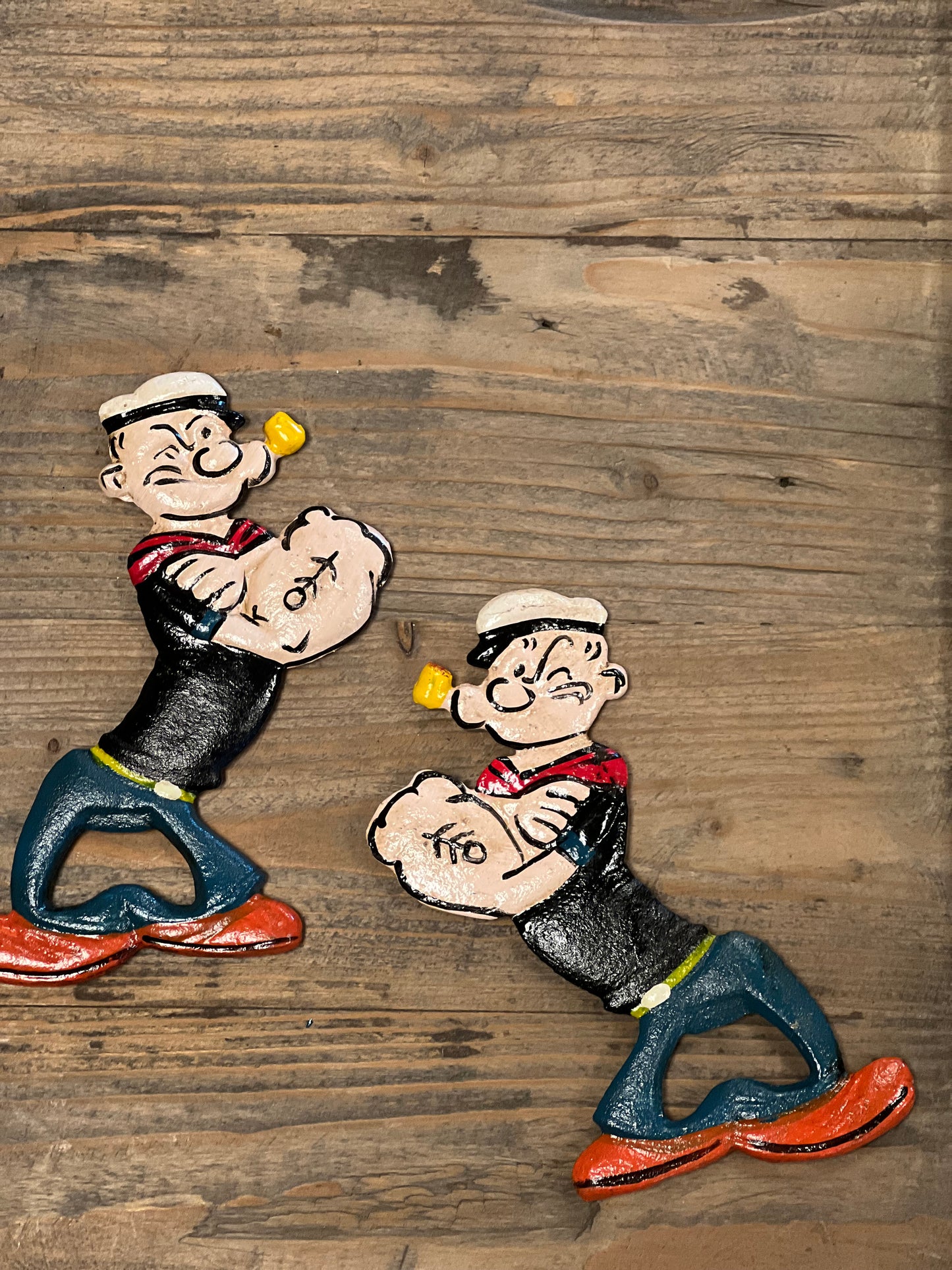 Popeye Cast Iron Bottle Opener - Hand-Painted Vintage Style