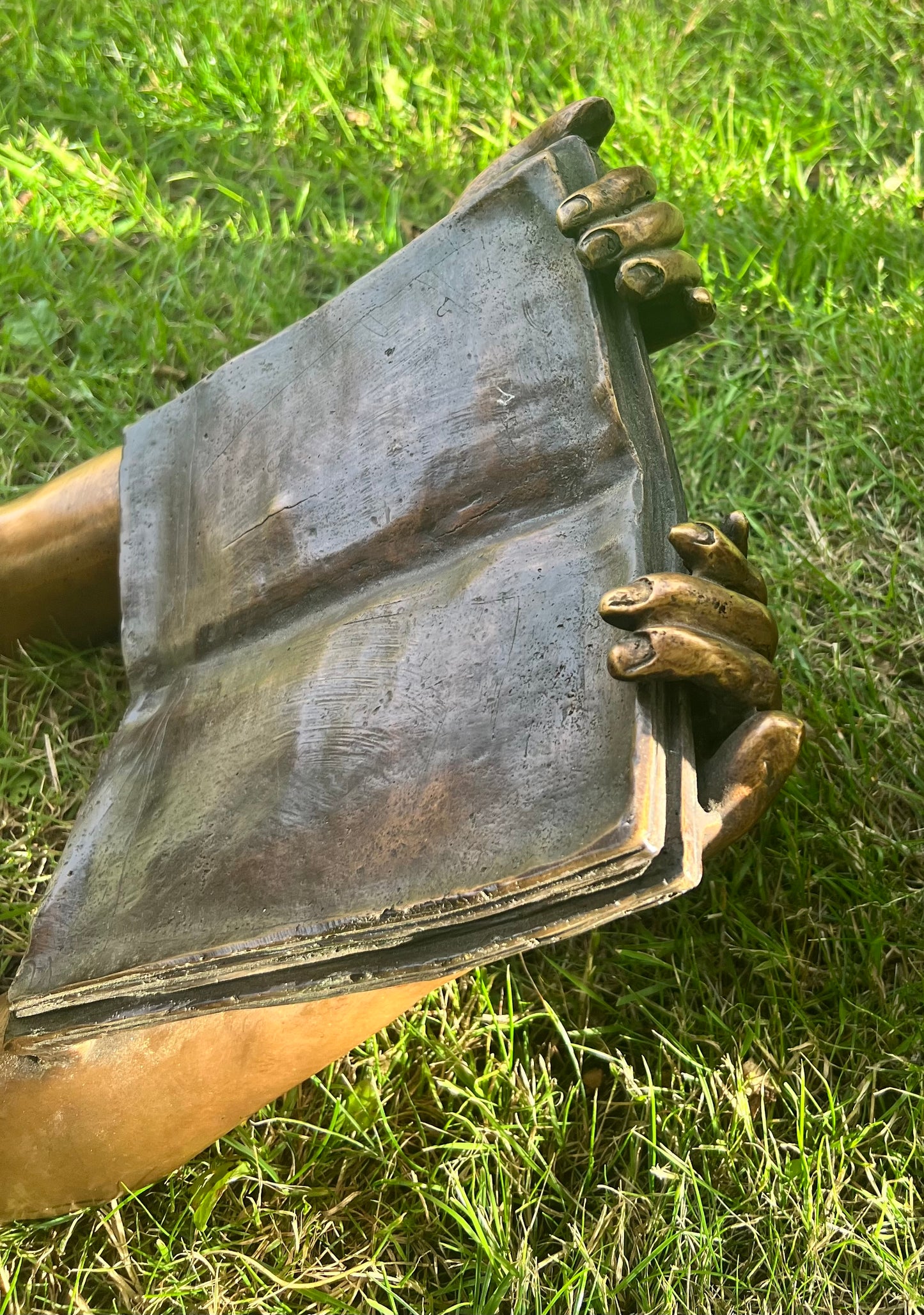 Bronze Children Twins Reading - Lost Wax Sculpture Pair