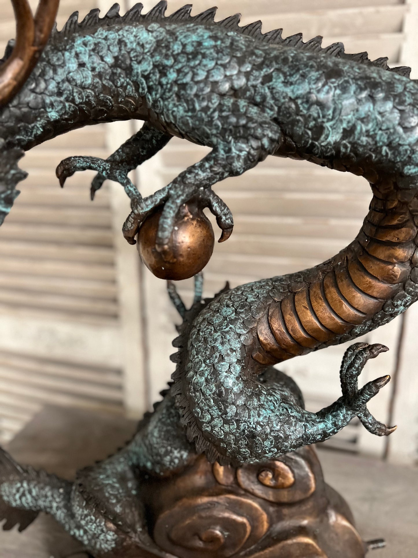 Bronze Oriental Dragon Water Feature - Lost Wax Sculpture 60cm