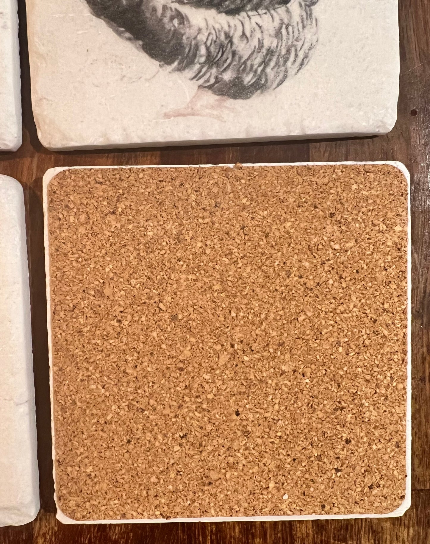 Chicken & Cockerel Ceramic Tile Coasters - Set of Four with Cork Backing