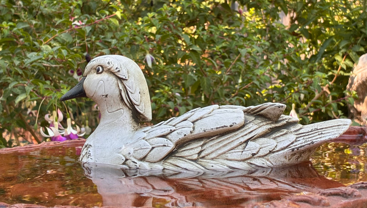 Stone Teal Duck Sculpture | Hand-Finished Garden & Home Ornament
