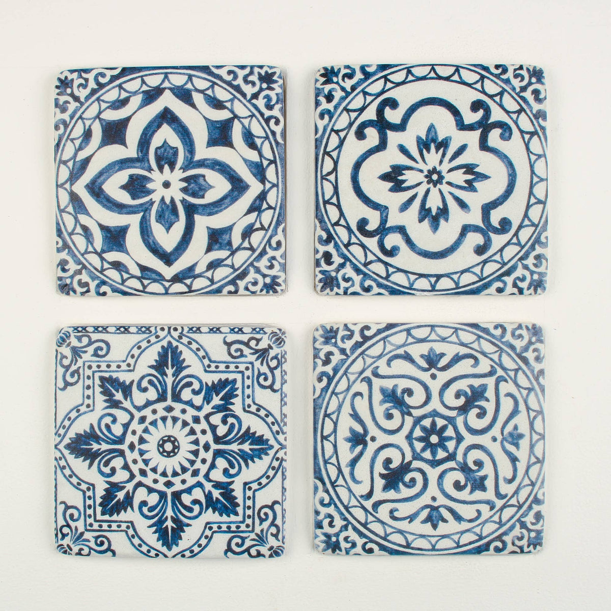 Blue Geometric Design Coaster Set of Four