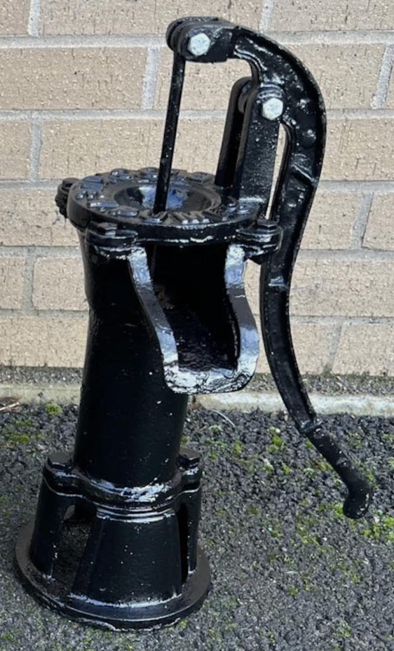 Black Rusty Water Pump with Blockley Inscription
