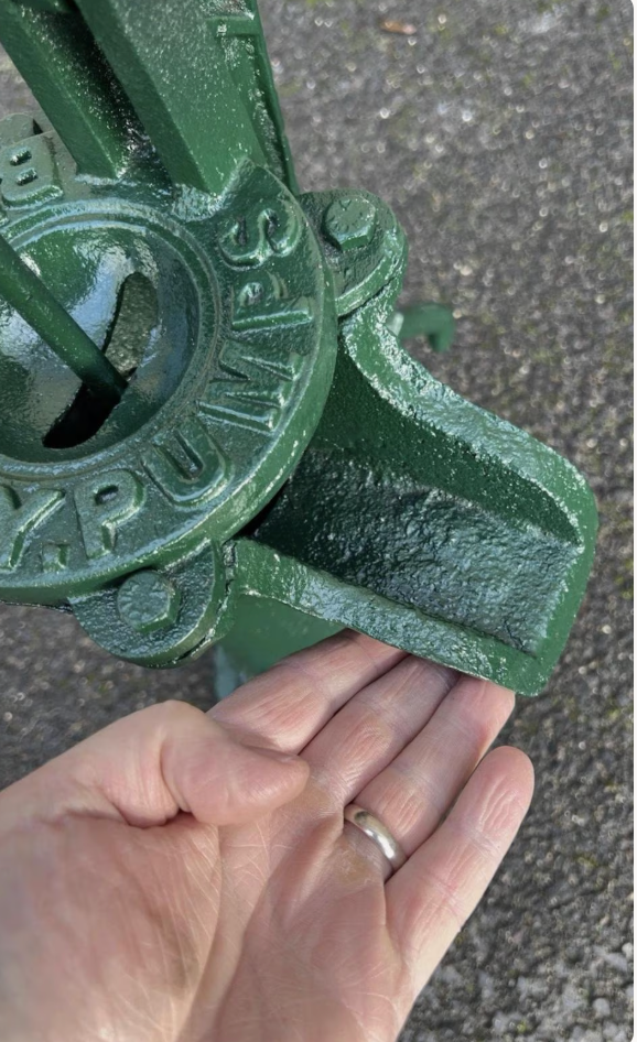 Green Rusty Water Pump with Blockley Inscription