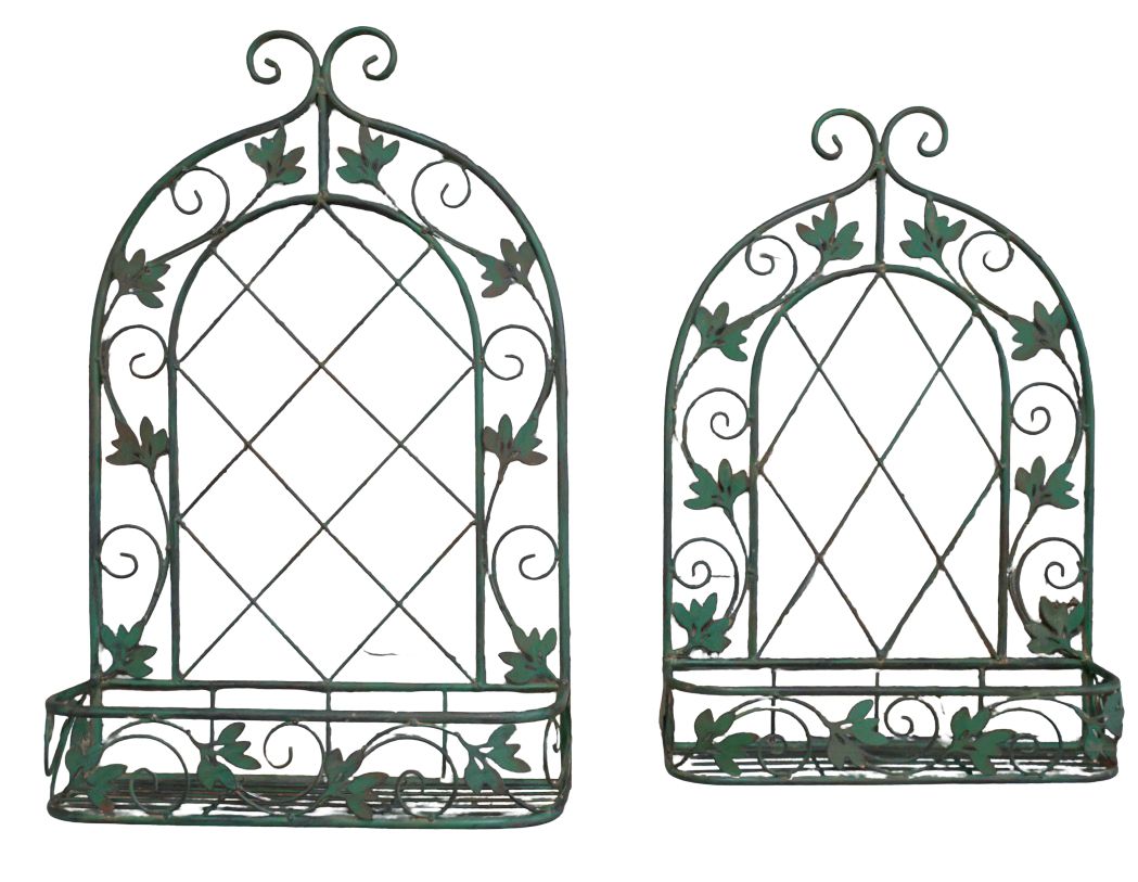 Pair of Decorative Metal Wall Planters – Deep Green, Indoor & Outdoor