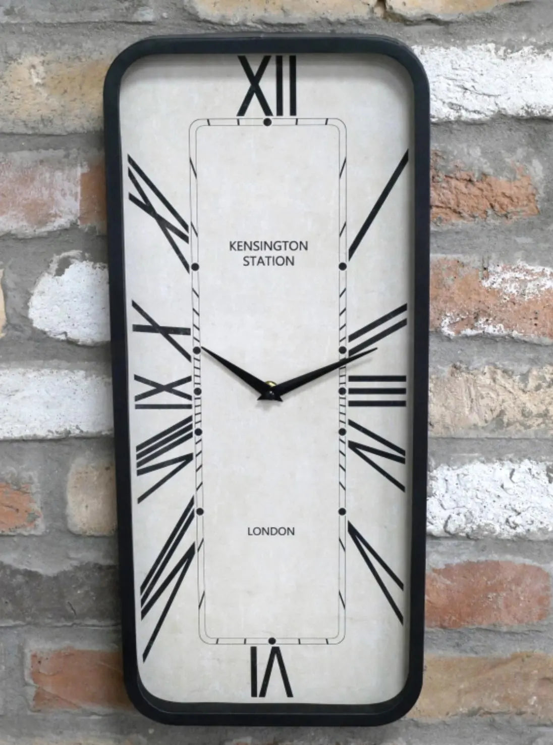 Rectangular Wall Clock | White Face | Roman Numerals | Visible Cogs