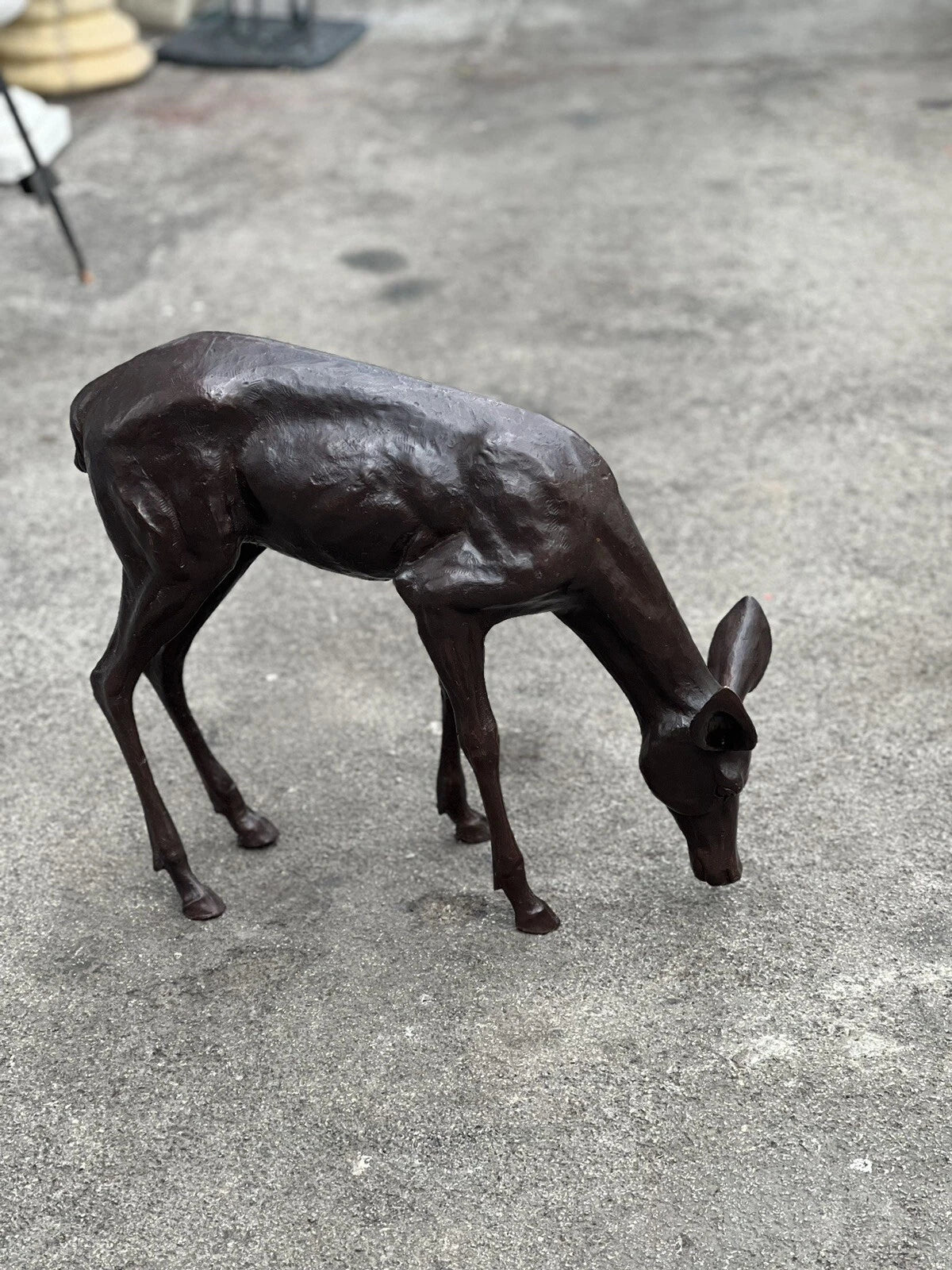 Bronze Grazing Fawn Sculpture | Lost Wax Cast | Garden & Interior