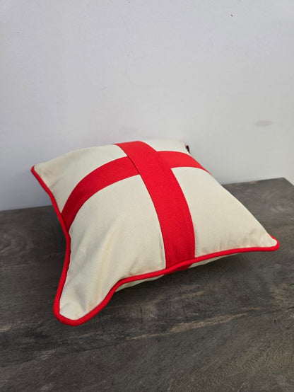 St George's Cross Cushion | Patchwork Cotton | Piped Edge | 30cm