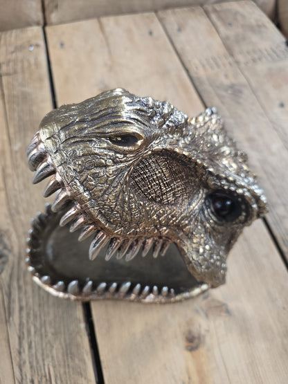 T-Rex Dinosaur Trinket Dish | Hand-Painted Resin Dino Organiser