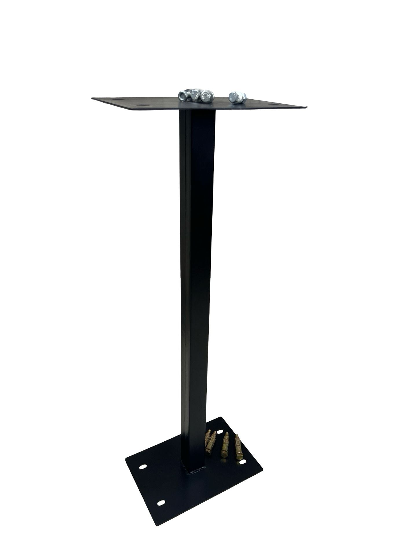 Post box stand in black powder coated metal 85cm