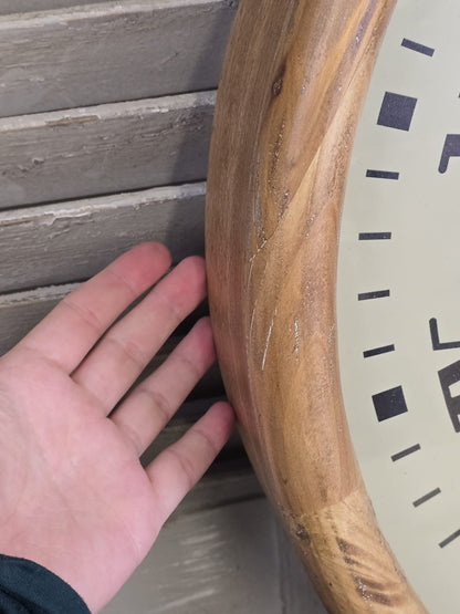 Wooden Surround Wall Clock with Roman Numerals & Moving Cogs - 50cm