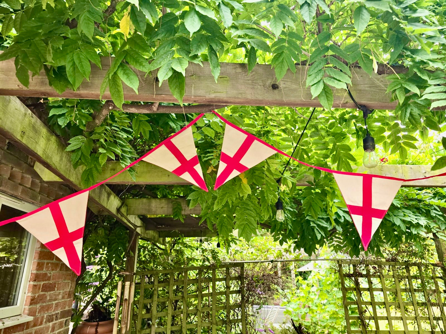 England Flag Bunting | St George's Cross | Handmade 100% Cotton | 4m