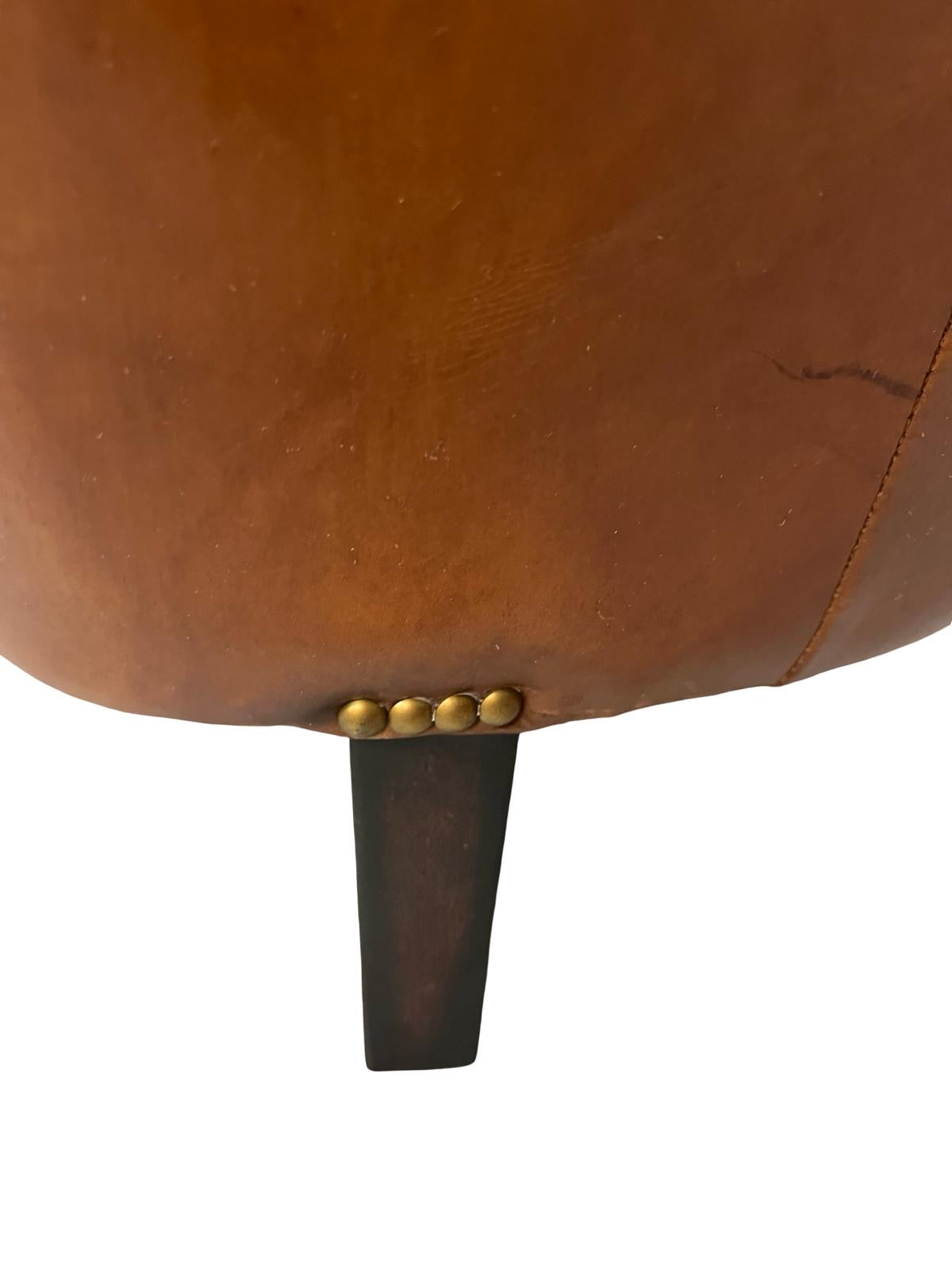 Classic Leather Gentlemen's Armchair with Brass Stud Detail