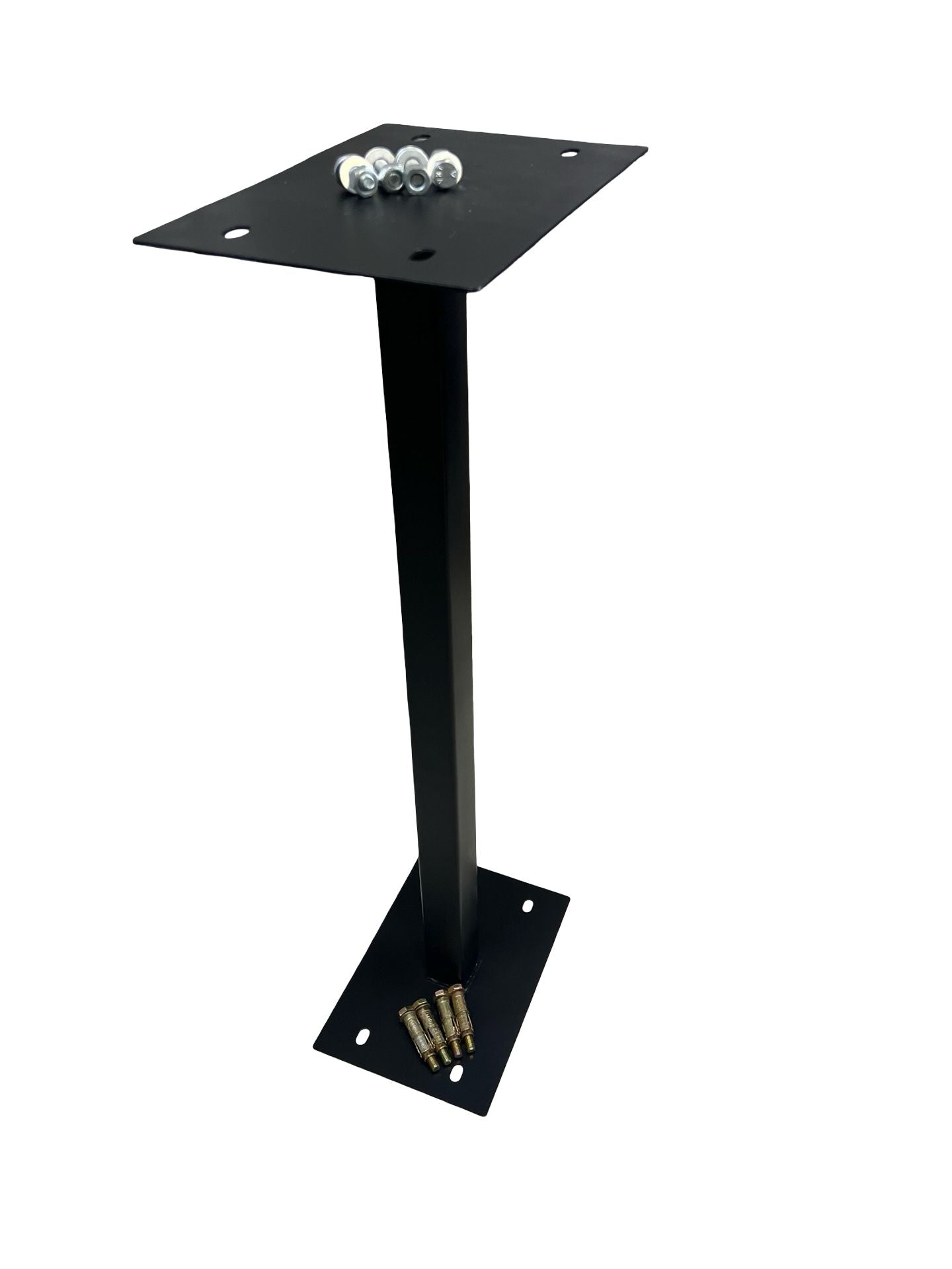 Post box stand in black powder coated metal 85cm