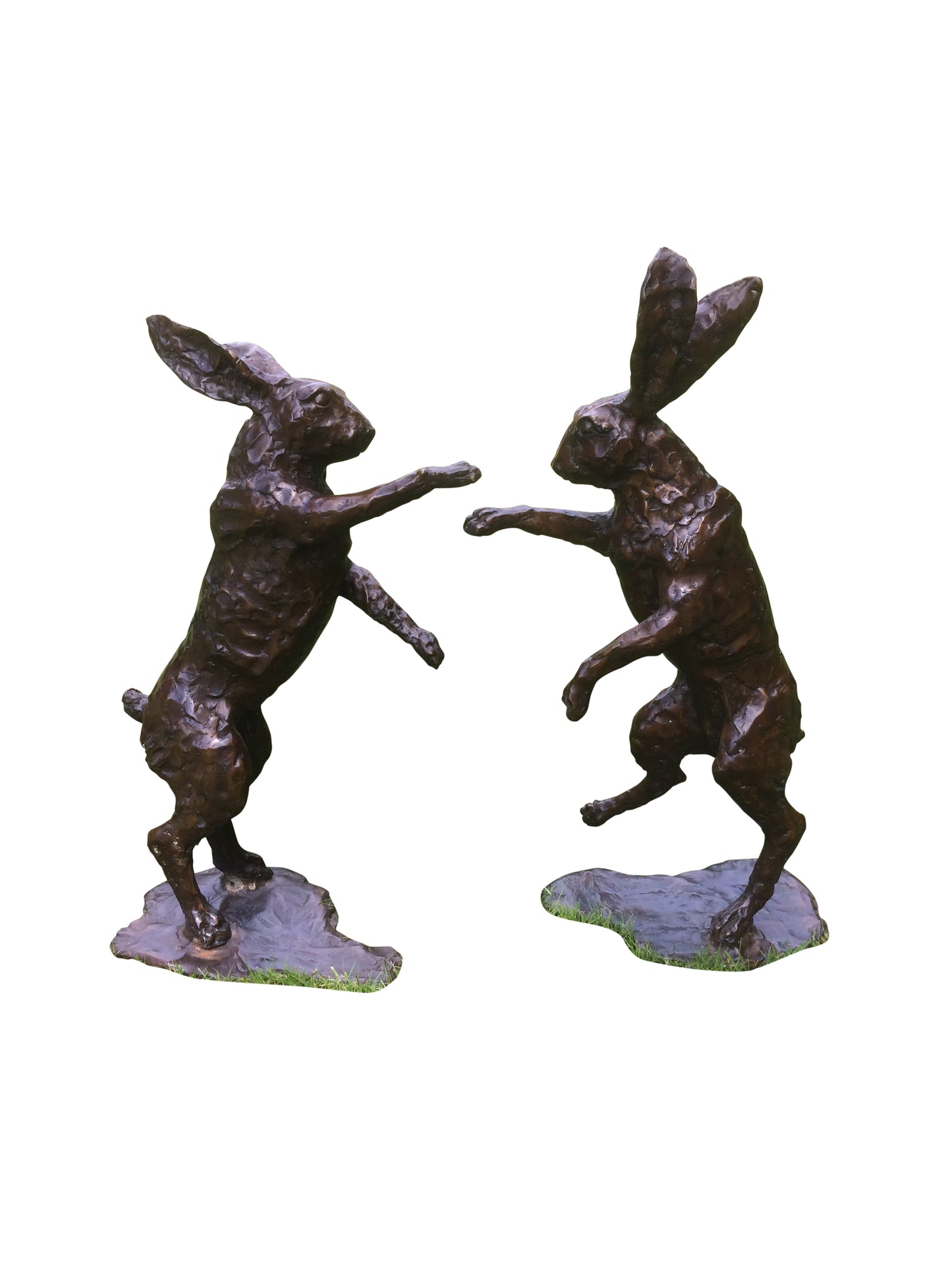 Bronze Boxing hare pair