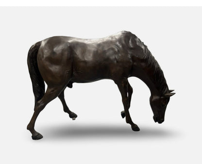 Life-Size Bronze Horse Sculpture - Grazing Stallion