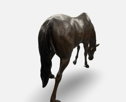 Life-Size Bronze Horse Sculpture - Grazing Stallion