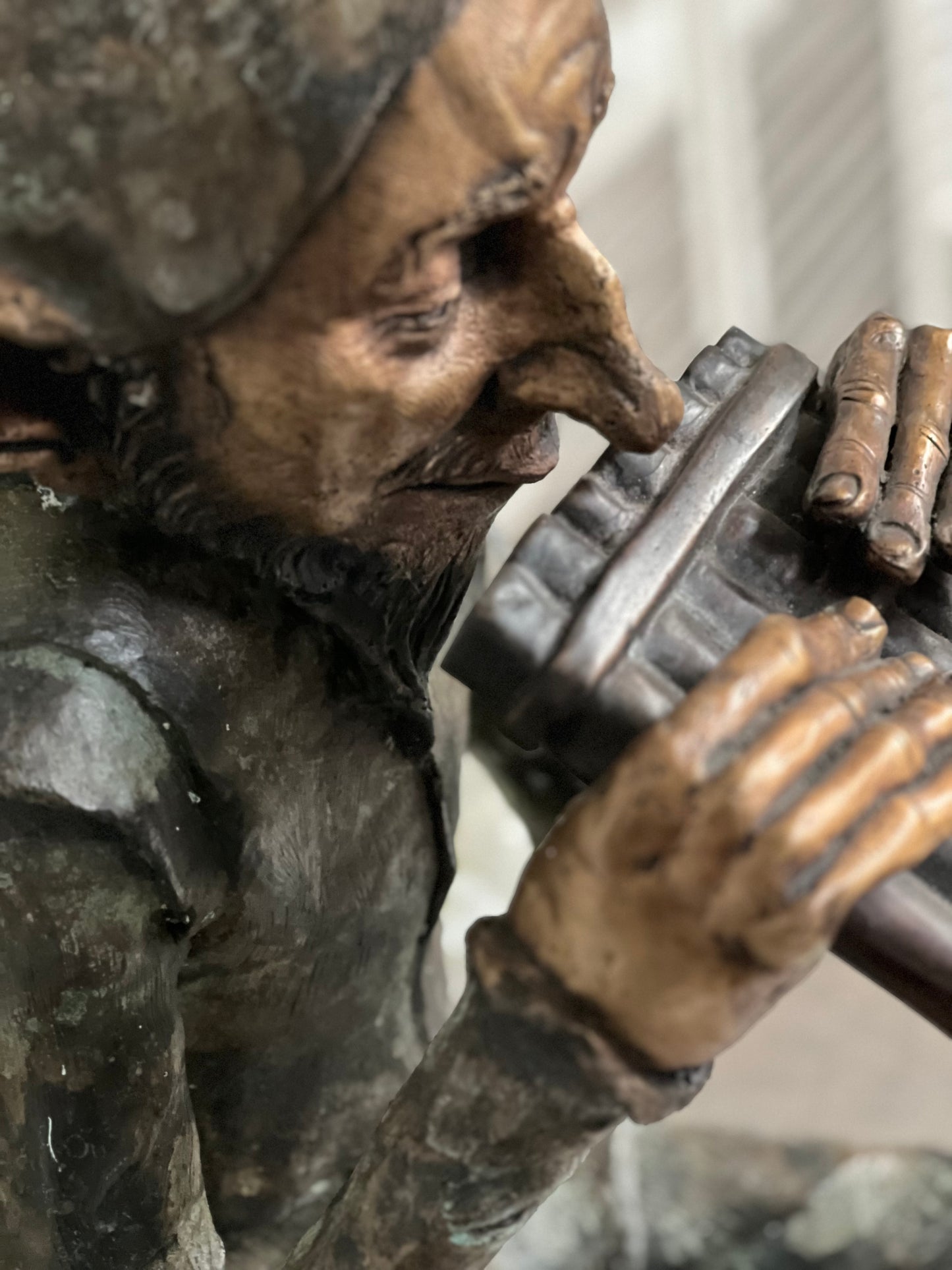 Bronze Seated Whimsical Goblin Playing Pan Pipes - Lost Wax Sculpture