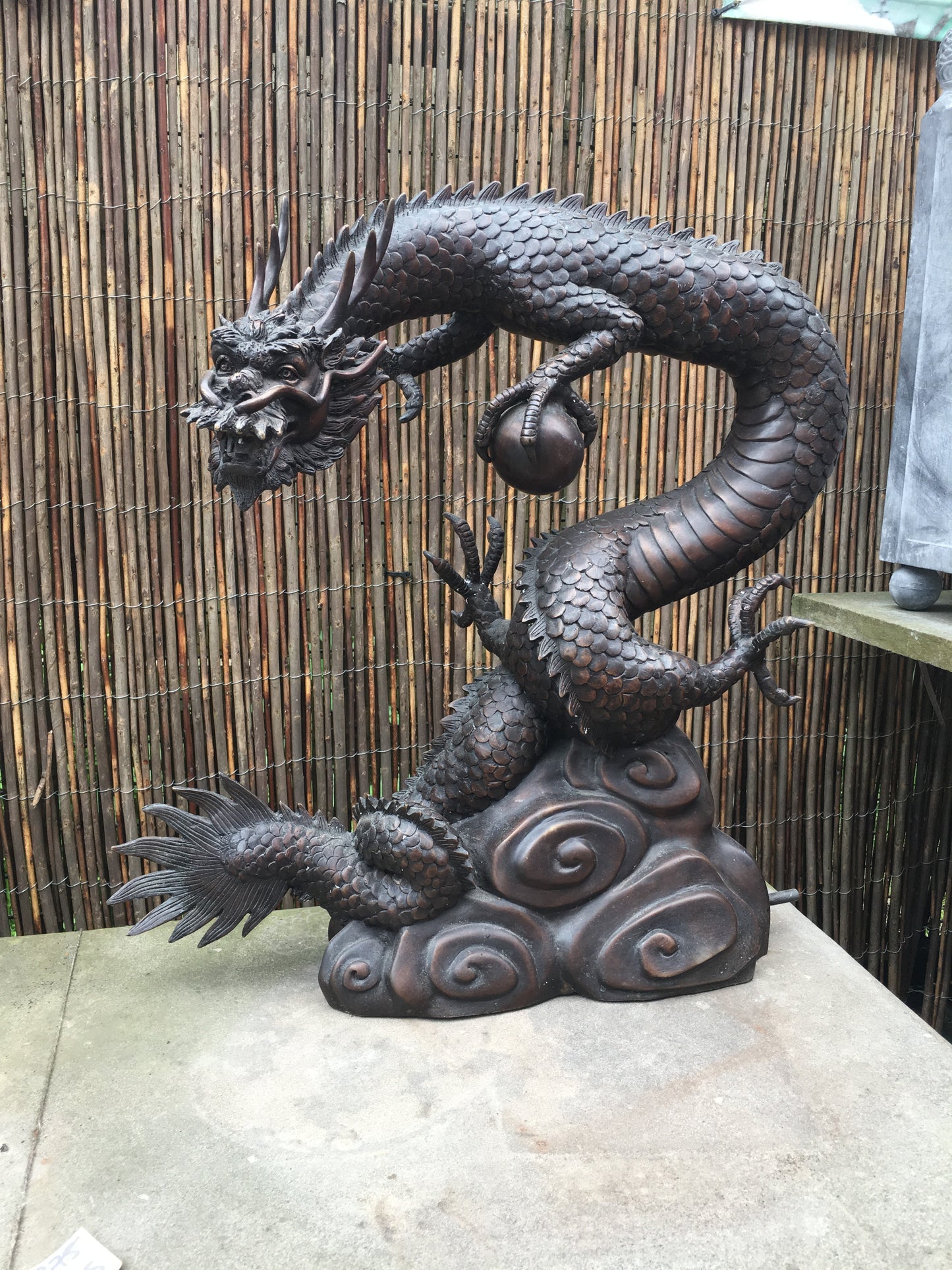 Bronze Oriental Dragon Water Feature - Lost Wax Sculpture 90cm