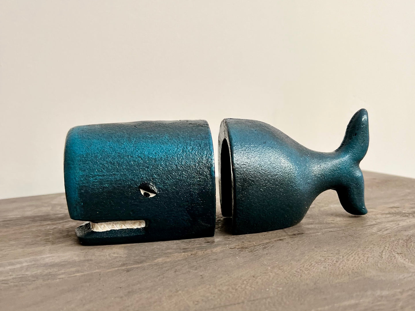Whale Pair Cast Iron Bookends - Hand Painted