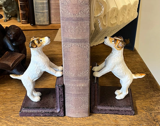 Terrier Pair Cast Iron Bookends - Hand Painted