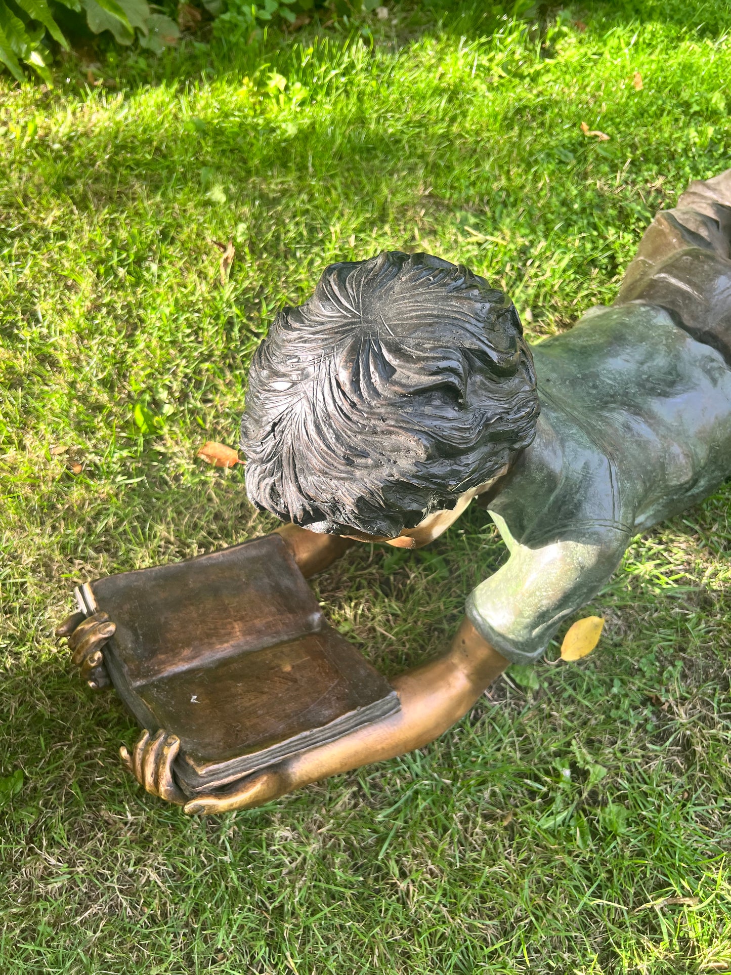Bronze Children Twins Reading - Lost Wax Sculpture Pair