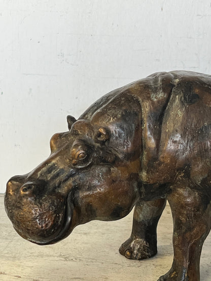 Bronze Hippopotamus Sculpture - Lost Wax 35cm