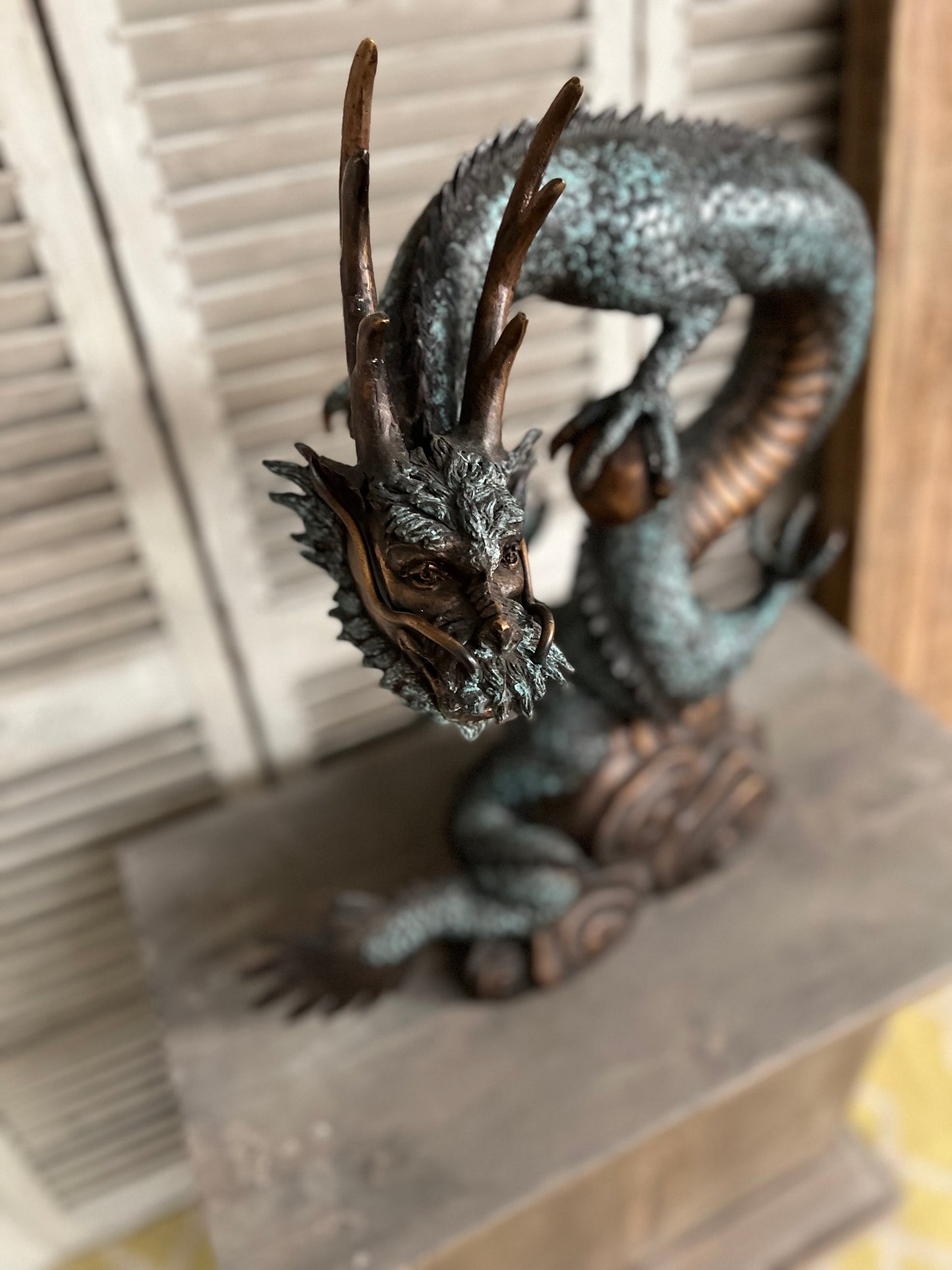 Bronze Oriental Dragon Water Feature - Lost Wax Sculpture 60cm