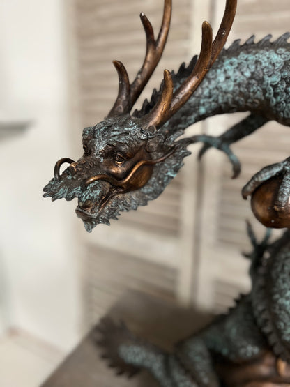 Bronze Oriental Dragon Water Feature - Lost Wax Sculpture 60cm