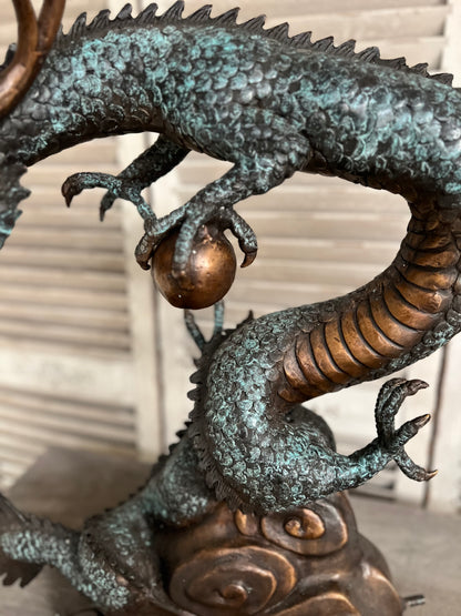 Bronze Oriental Dragon Water Feature - Lost Wax Sculpture 60cm