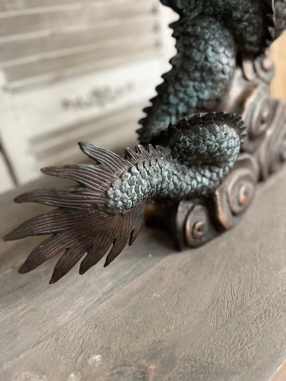 Bronze Oriental Dragon Water Feature - Lost Wax Sculpture 60cm