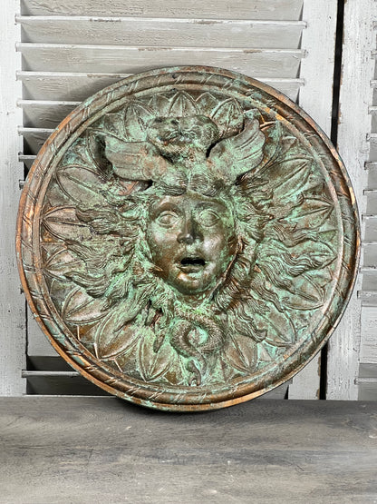 Wall Fountain - Cast Aluminium Classical Medusa Roundel in Bronze Finish