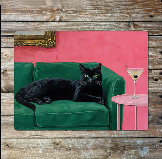 Lucky Cat on Sofa Aluminium Sign