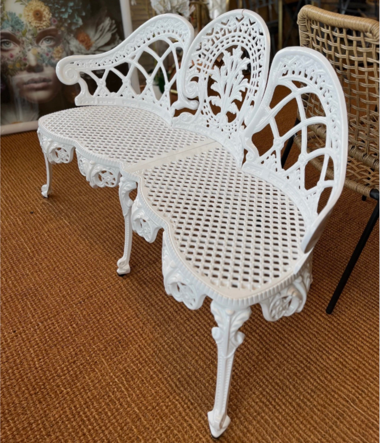 White lattice work  Victorian style Bench cast aluminium flat packed