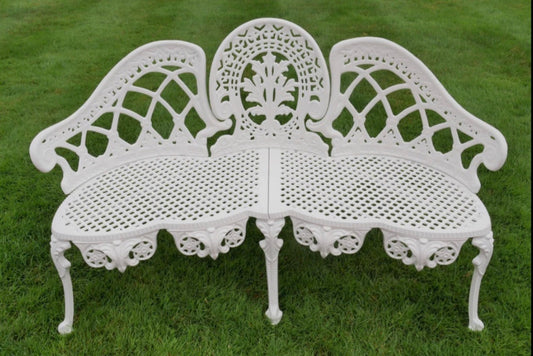 White lattice work  Victorian style Bench cast aluminium flat packed