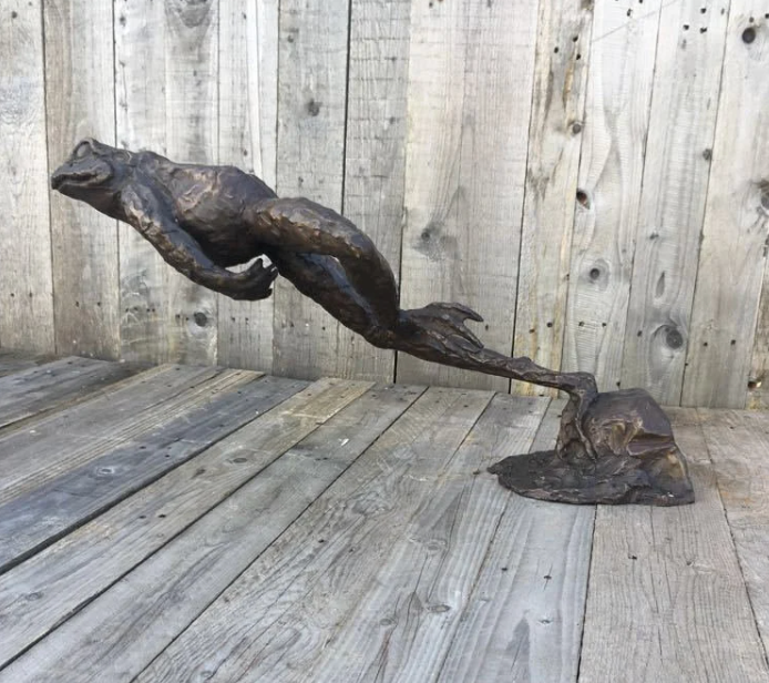 Bronze Leaping Frog Water Feature - Lost Wax Sculpture 80cm
