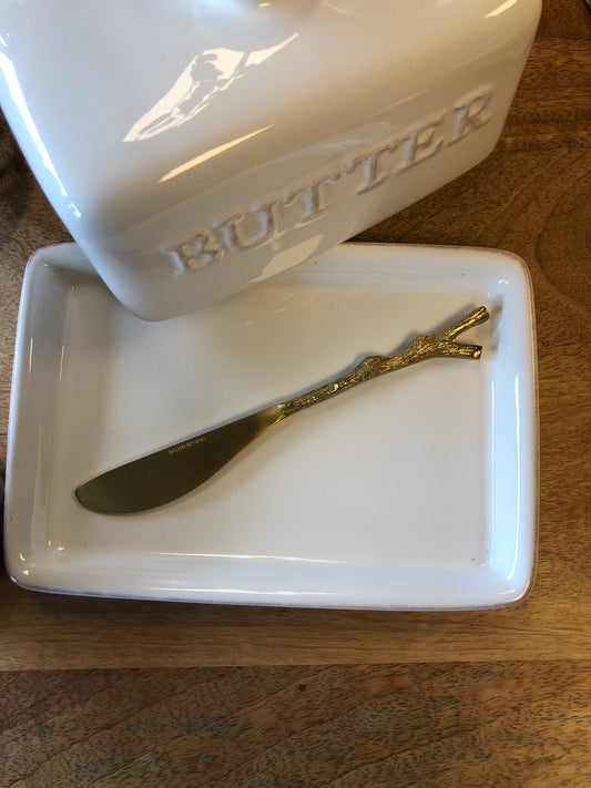 Brass twig shape handle butter knife