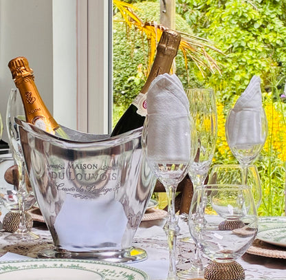 Polished Aluminium Wine & Champagne Cooler | Hand-Etched Maison du Louvois