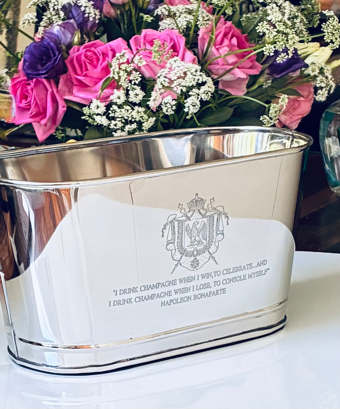 Napoleon Champagne Cooler | Hand-Engraved medium  Wine Bath