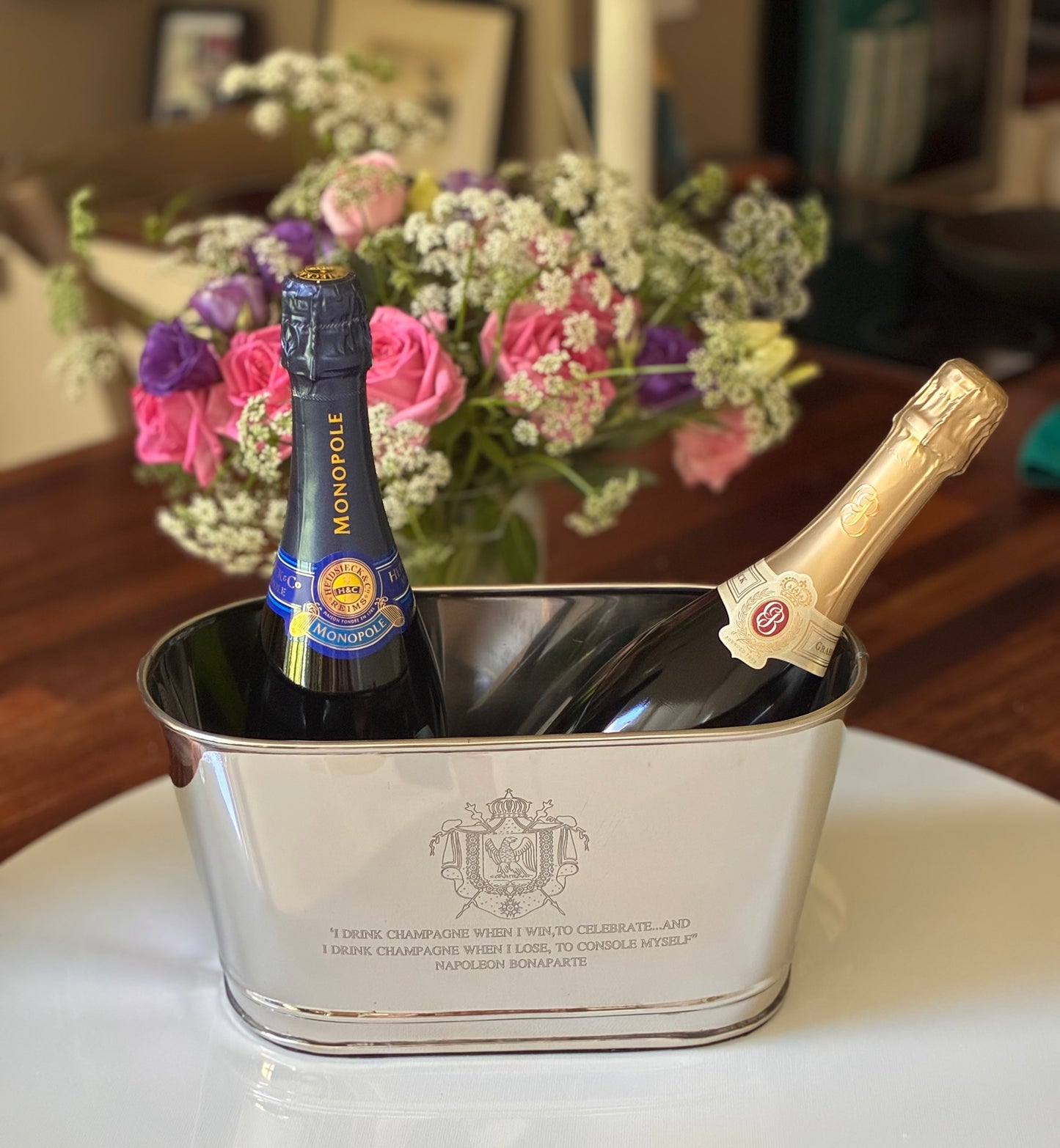 Napoleon Champagne Cooler | Hand-Engraved Small Wine Bath