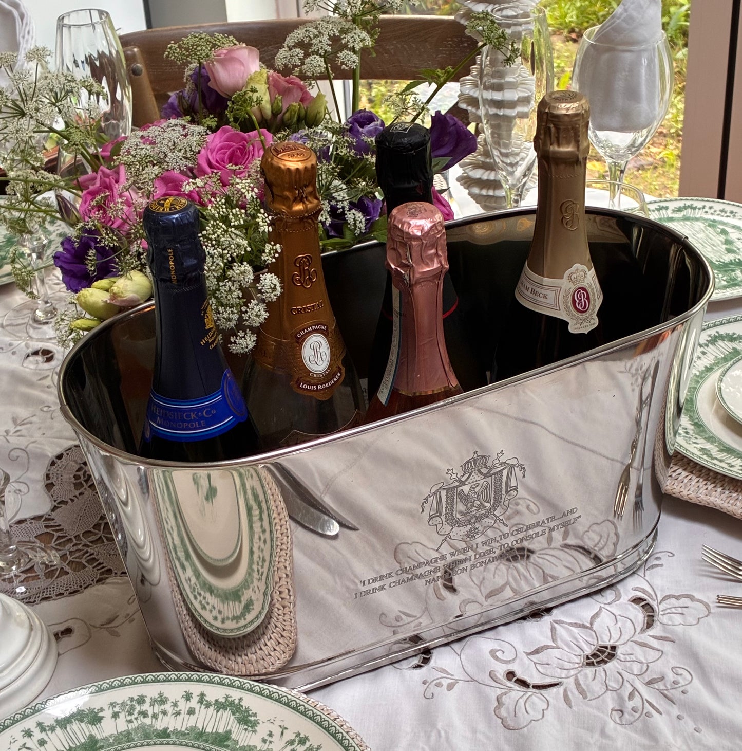 Napoleon Champagne Cooler | Hand-Engraved Large Wine Bath