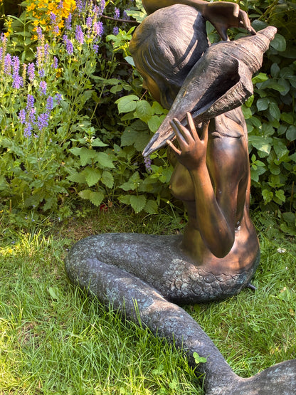 Bronze Mermaid Sculpture | Lost Wax Cast | Handcrafted Heirloom Piece