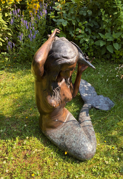 Bronze Mermaid Sculpture | Lost Wax Cast | Handcrafted Heirloom Piece