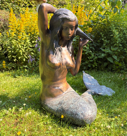 Bronze Mermaid Sculpture | Lost Wax Cast | Handcrafted Heirloom Piece