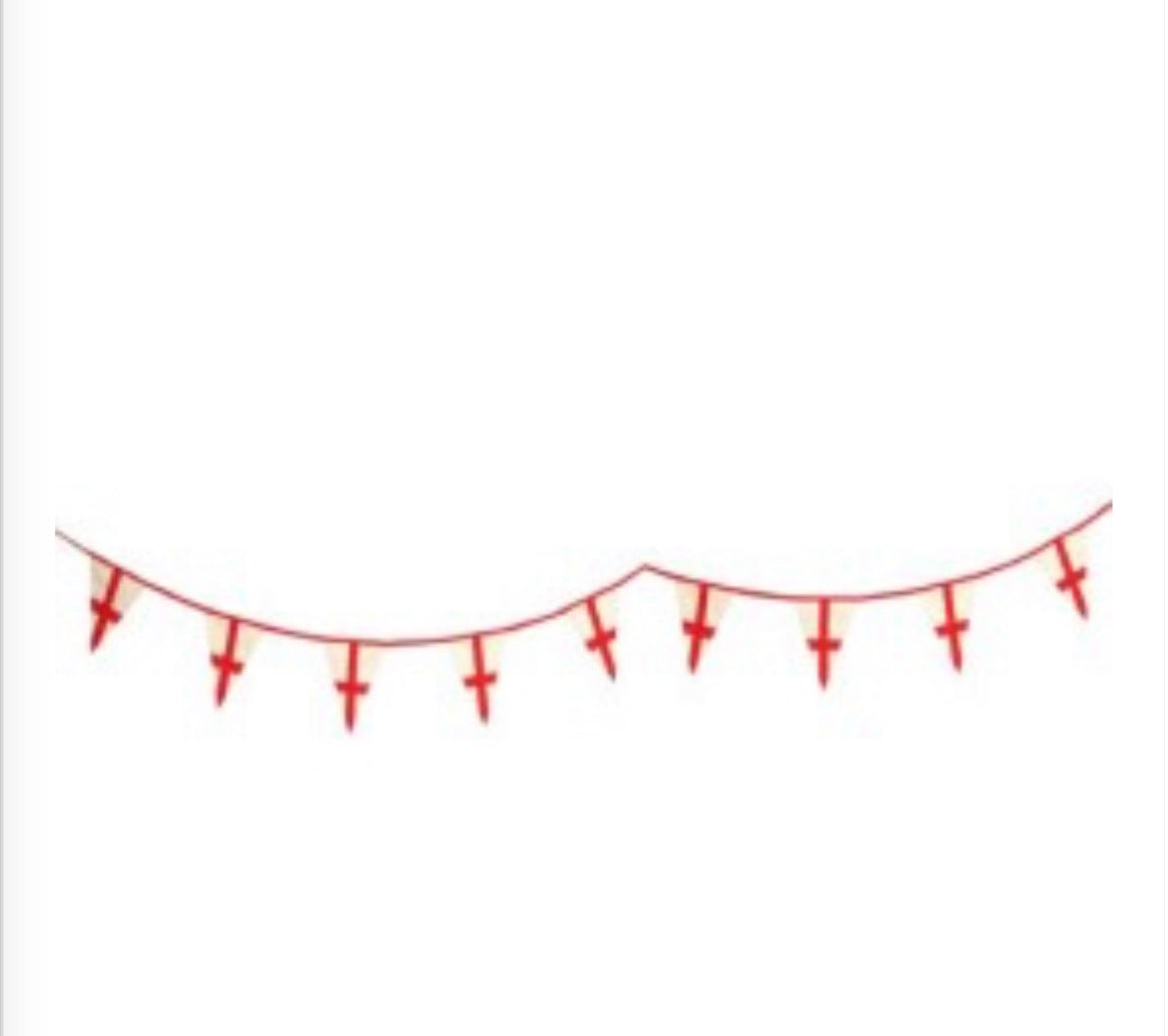England Flag Bunting | St George's Cross | Handmade 100% Cotton | 4m