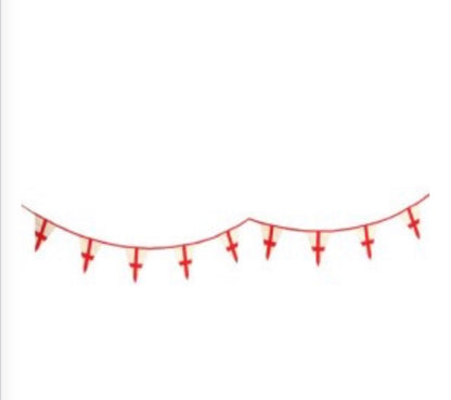 England Flag Bunting | St George's Cross | Handmade 100% Cotton | 4m