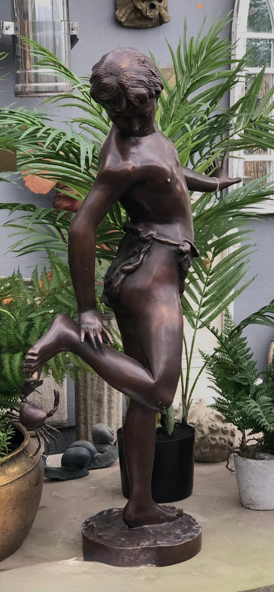 Bronze Boy and Crab Sculpture | Roman Copy | Lost Wax Cast | 86cm
