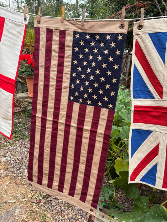 American and UK flag | reversible |Handmade Heavy Duck Cotton | Hang or Drape
