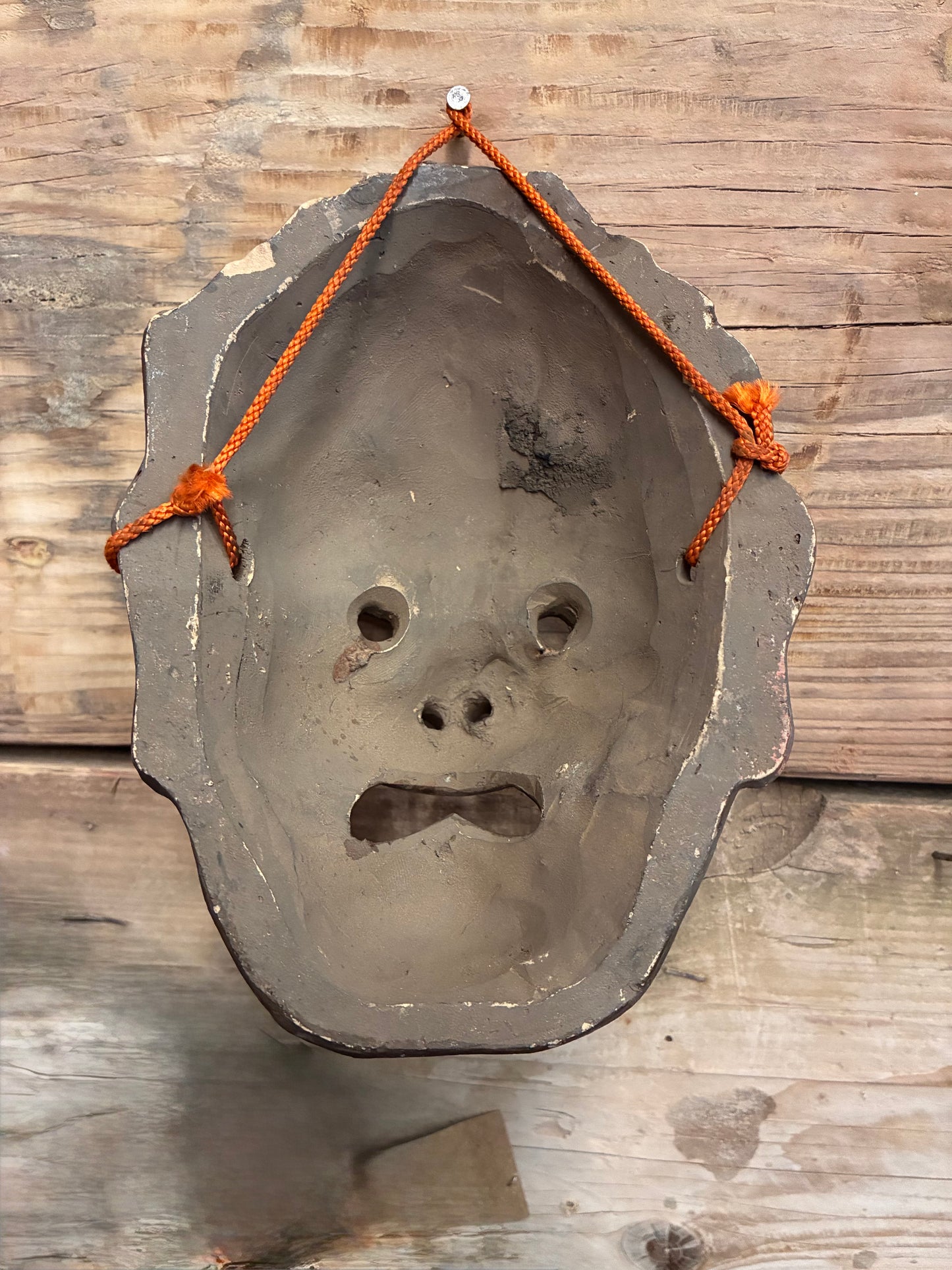 Vintage Japanese Warrior Mask | Hand-Carved Wood | Showa Era Folk Art | Basara Demon Guardian