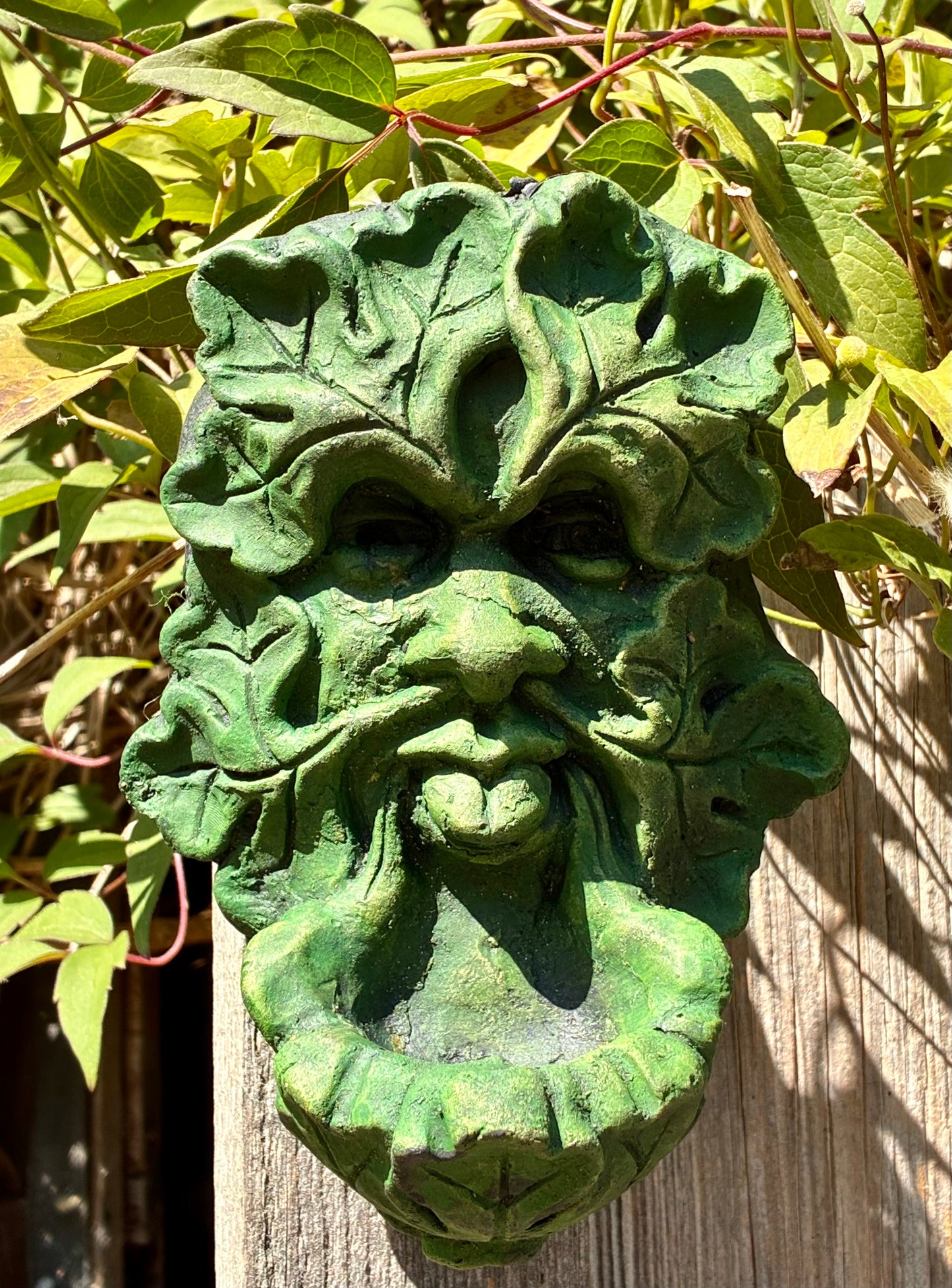 Green Man Bird Feeder | Handmade Terracotta | Garden Wildlife Ornament